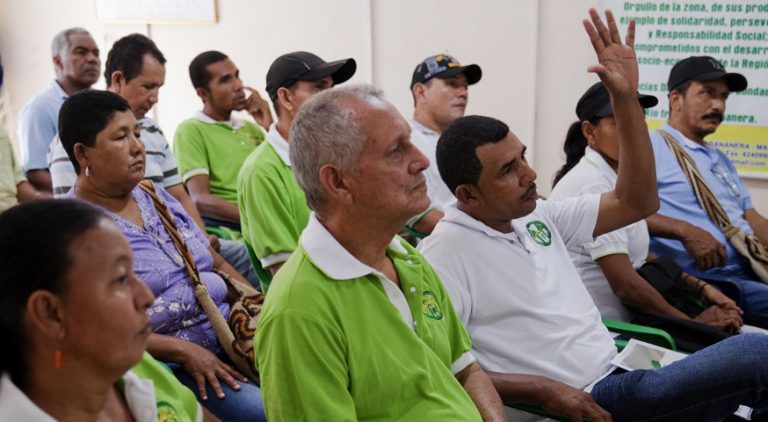 Members of a Fairtrade co-operative in a meeting