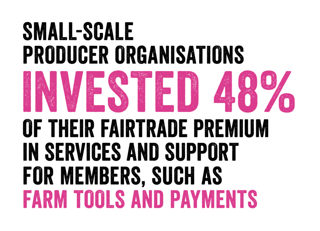Small-scale producer organisations invested 48% of their Fairtrade Premium in services and support for members, such as farm tools and payments